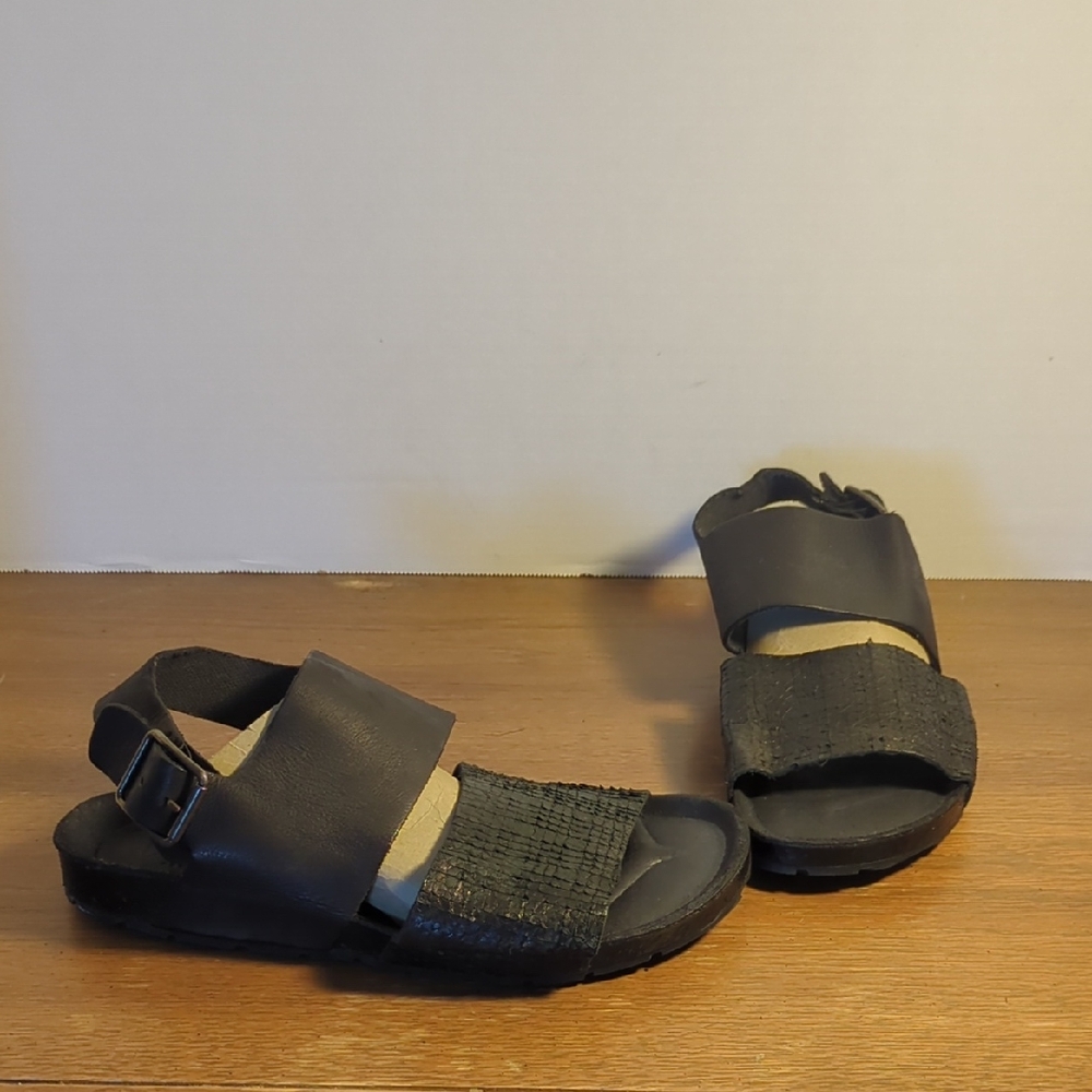 New Anthropologie Baske California Mira Black Leather Strappy Sandals Eur 39